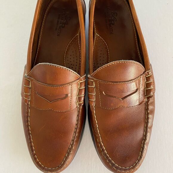 LOUIS ROTH Men’s Brown Thick Leather Penny Loafers Size 10.5 US - Picture 2 of 10